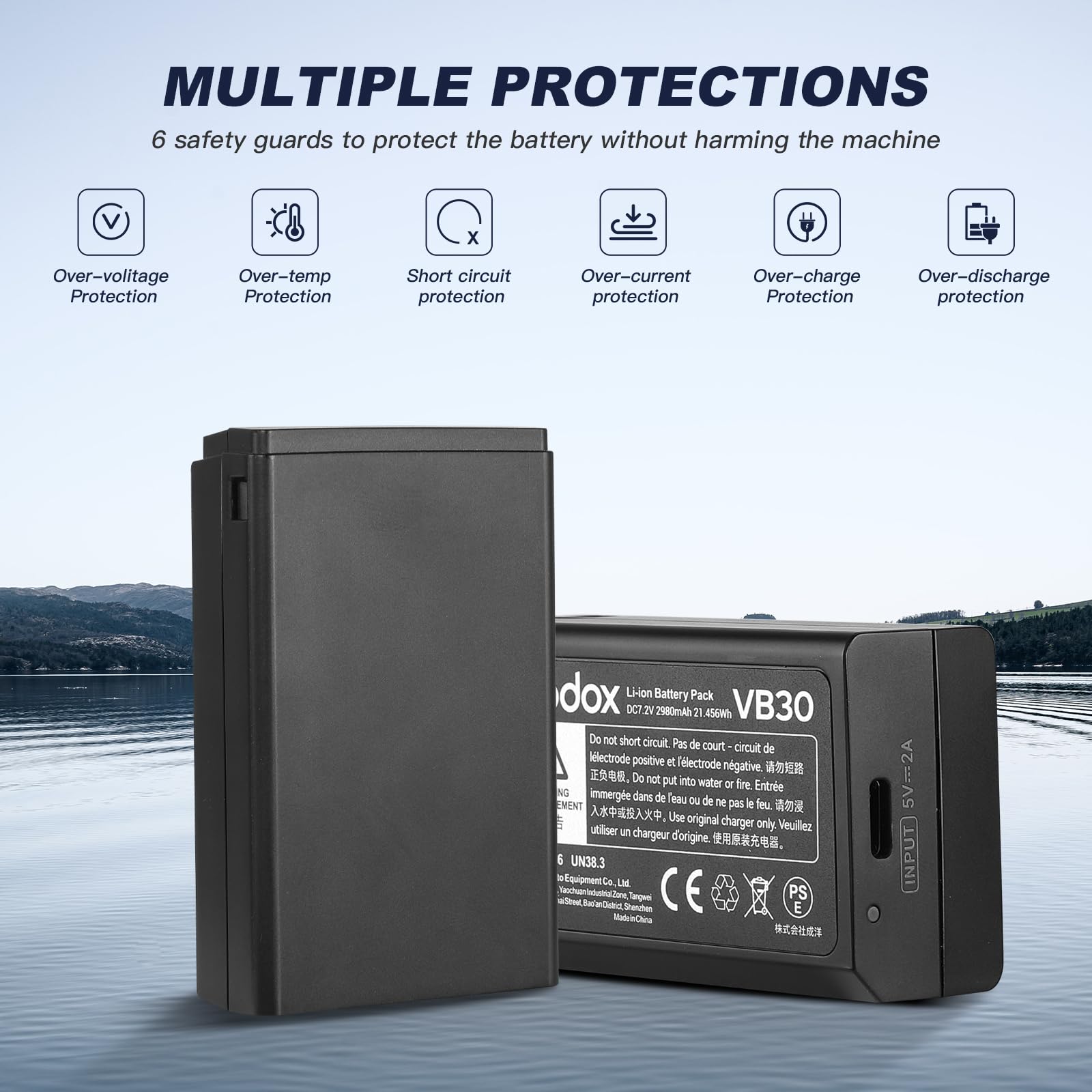 Foto 7 pulgar | Batería Godox Vb30 7,2 V 2980 Mah Para V1pro, V1, Ad100pro Flash - Venta Internacional.