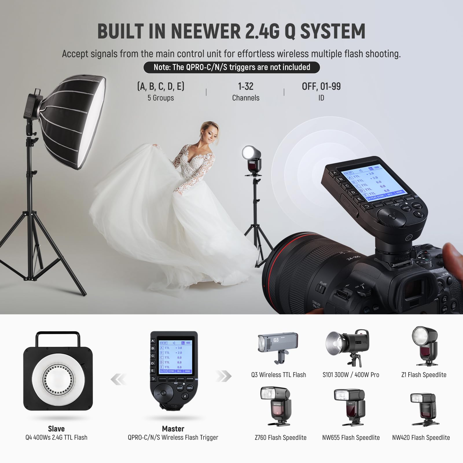 Foto 7 pulgar | Studio Flash Strobe Neewer Q4 400 W 2,4 G Ttl 2800 Mah - Venta Internacional.
