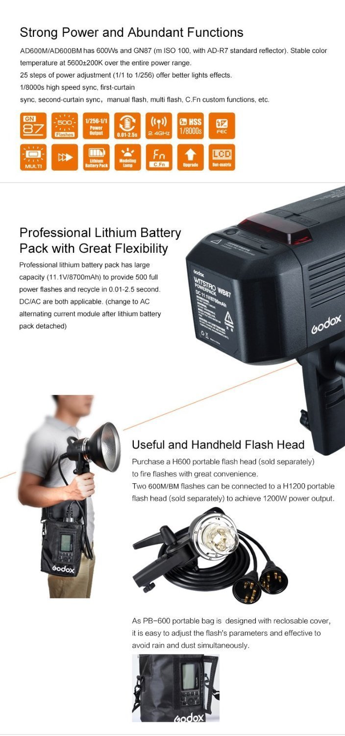 Foto 7 | Luz Estroboscópica Flash Godox Ad600bm 600 W Gn87 1/8000 Hss - Venta Internacional.