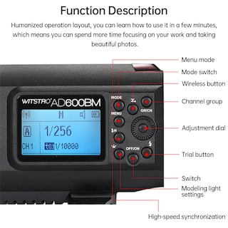 Foto 7 | Flash Estroboscópico Godox Ad600bm 600ws Gn87 Con Sistema X Inalámbrico De 2 4 G - Venta Internacional.
