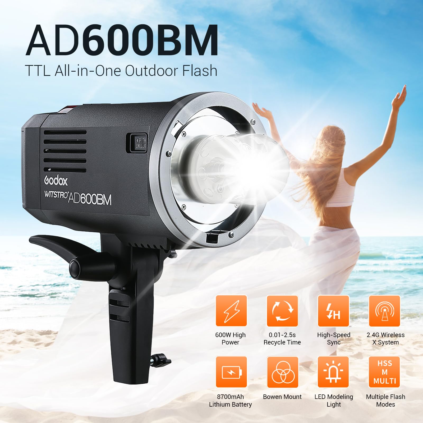 Foto 3 pulgar | Soporte Flash Godox Ad600bm Bowens De 600 W Con Batería De 8700 Mah - Venta Internacional.