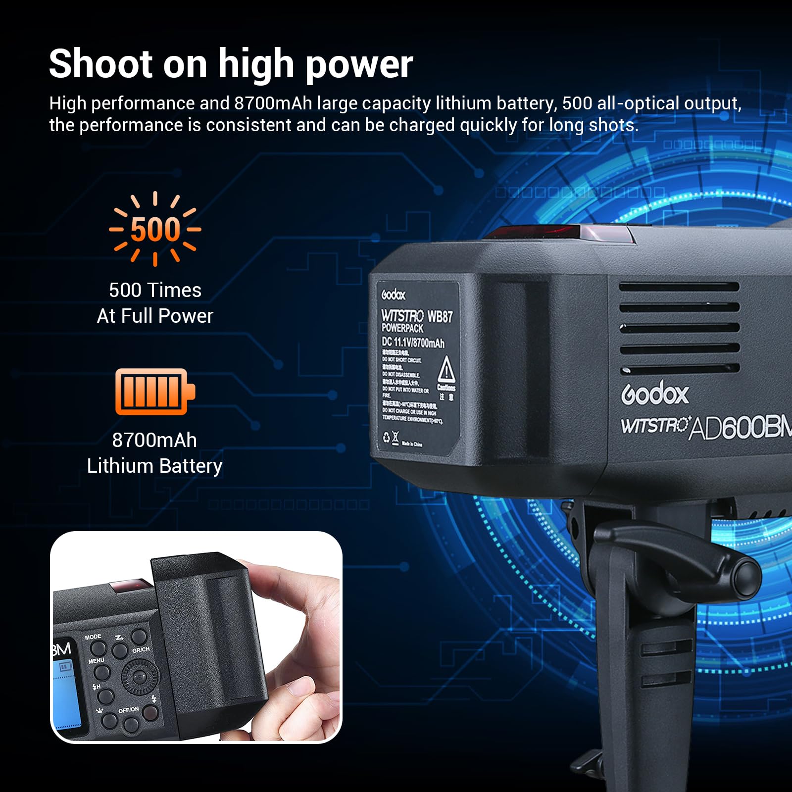 Foto 6 pulgar | Soporte Flash Godox Ad600bm Bowens De 600 W Con Batería De 8700 Mah - Venta Internacional.