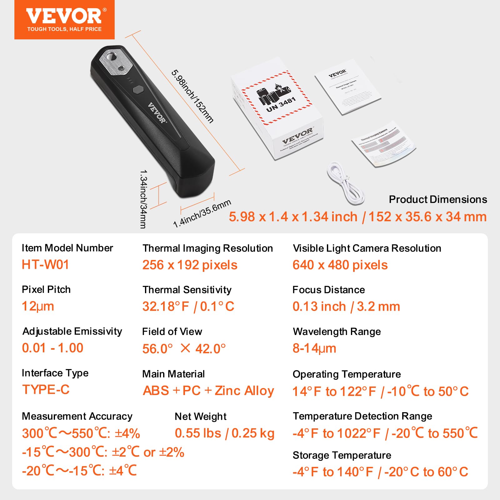 Foto 8 pulgar | Cámara Termográfica Vevor Con Resolución 256x192 Para Android E Ios - Venta Internacional.