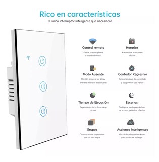 Foto 2 | Contacto de Pared 1 Vía con Neutro Apagador Inteligente Alexa Blanco