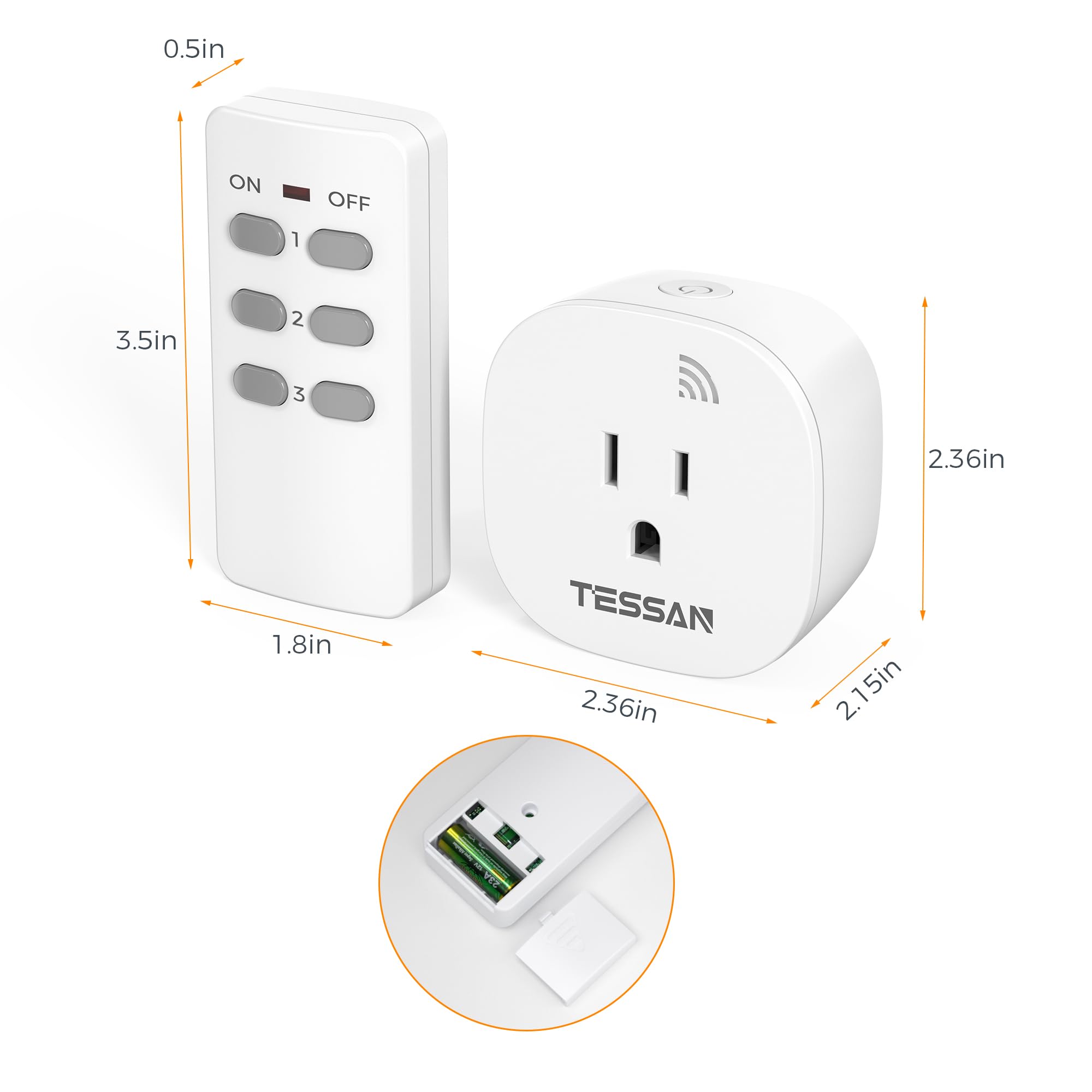 Foto 6 pulgar | Toma De Control Remoto Tessan Inalámbrica Eléctrica 15a/1875w - Venta Internacional.