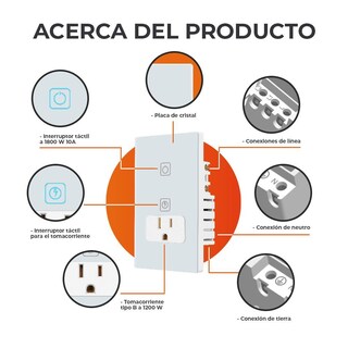 Foto 5 | Apagador Inteligente Tecnolite 1 Botón Táctil 1 Enchufe