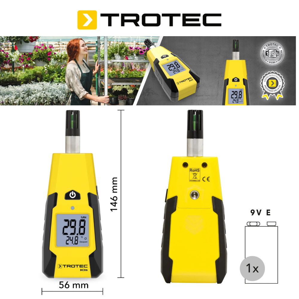 Foto 4 pulgar | Termohigrómetro Medidor De Humedad Y Temperatura Del Aire Trotec