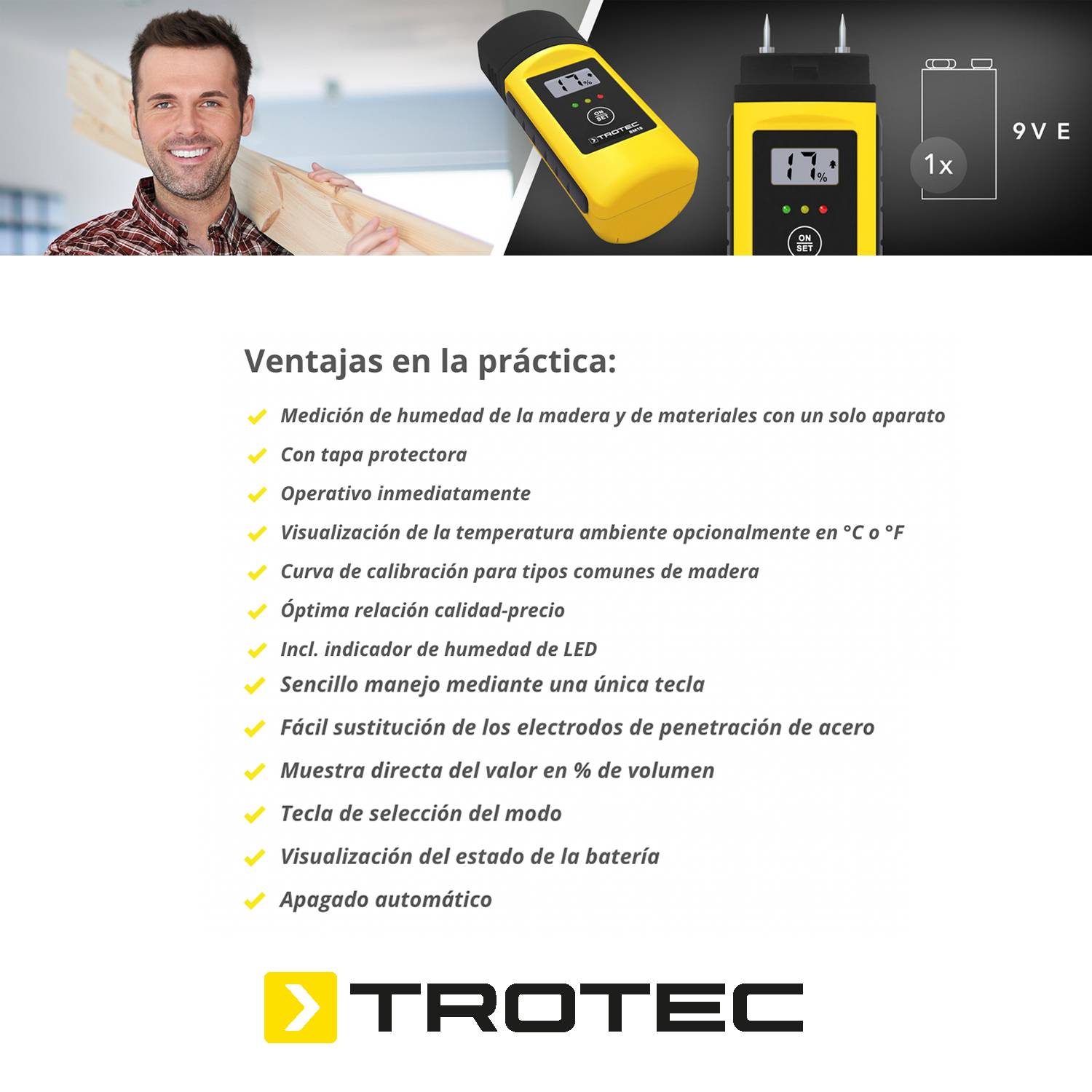 Foto 4 | Medidor Humedad Madera Y Materiales De Construcción Trotec Bm18