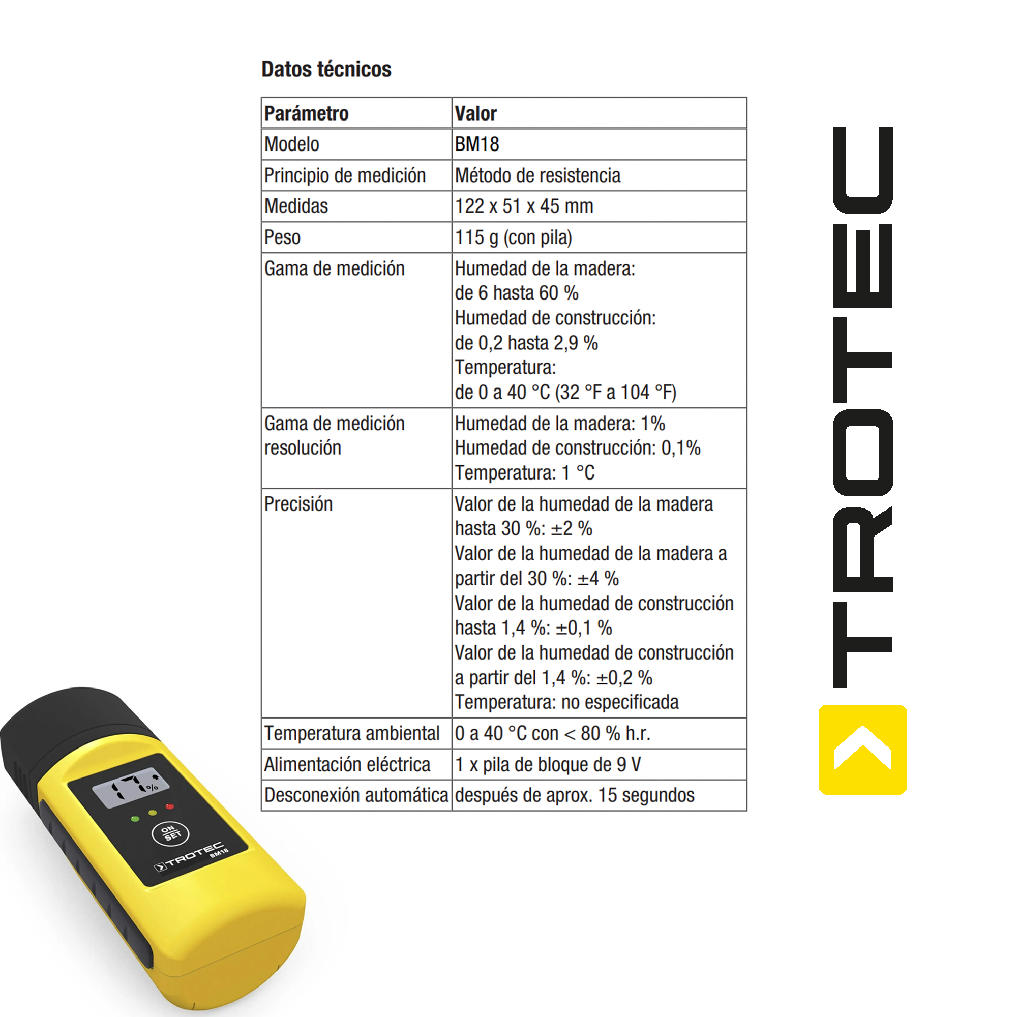 Foto 8 pulgar | Sensor de Humedad Trotec Bm18