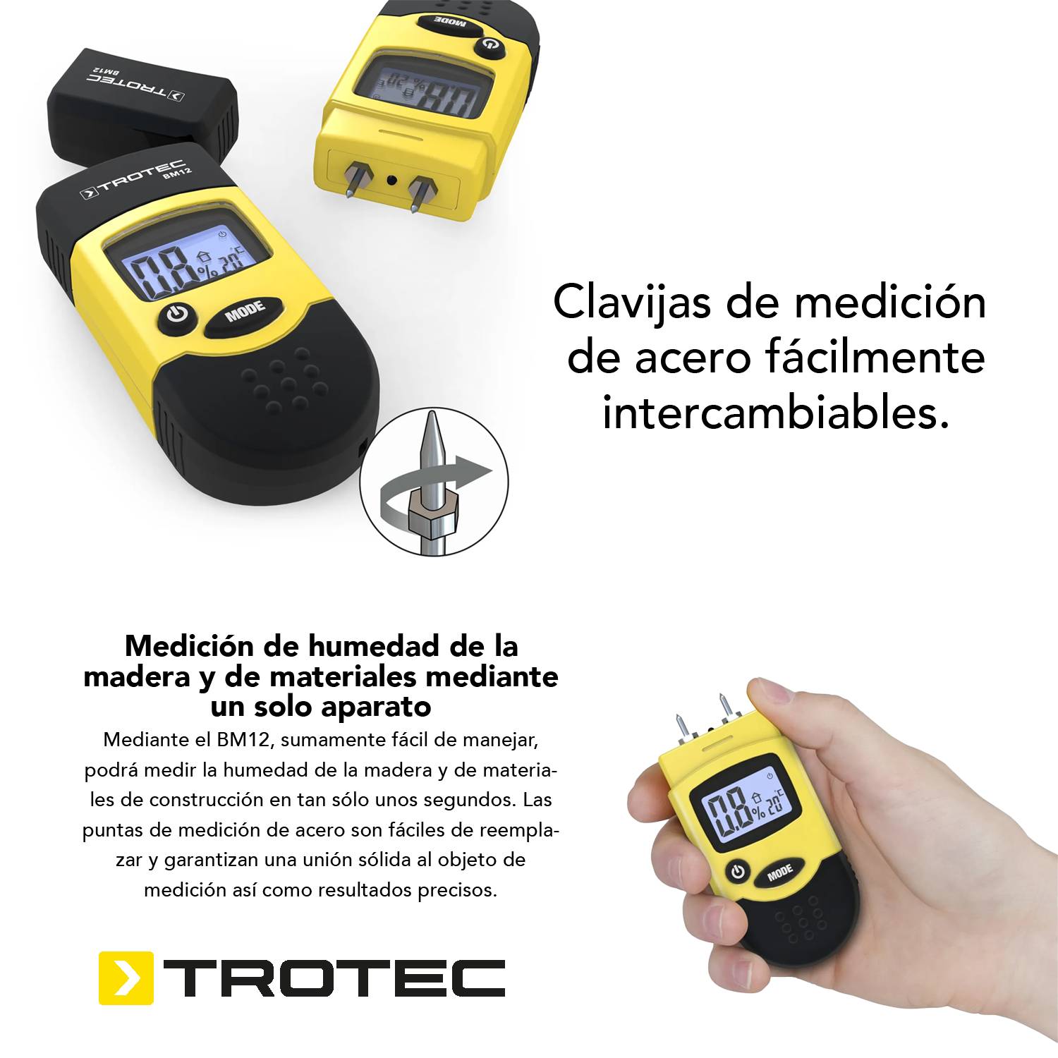 Foto 7 pulgar | Medidor de Humedad y Temperatura de Madera y Materiales de Construcción Trotec Bm12