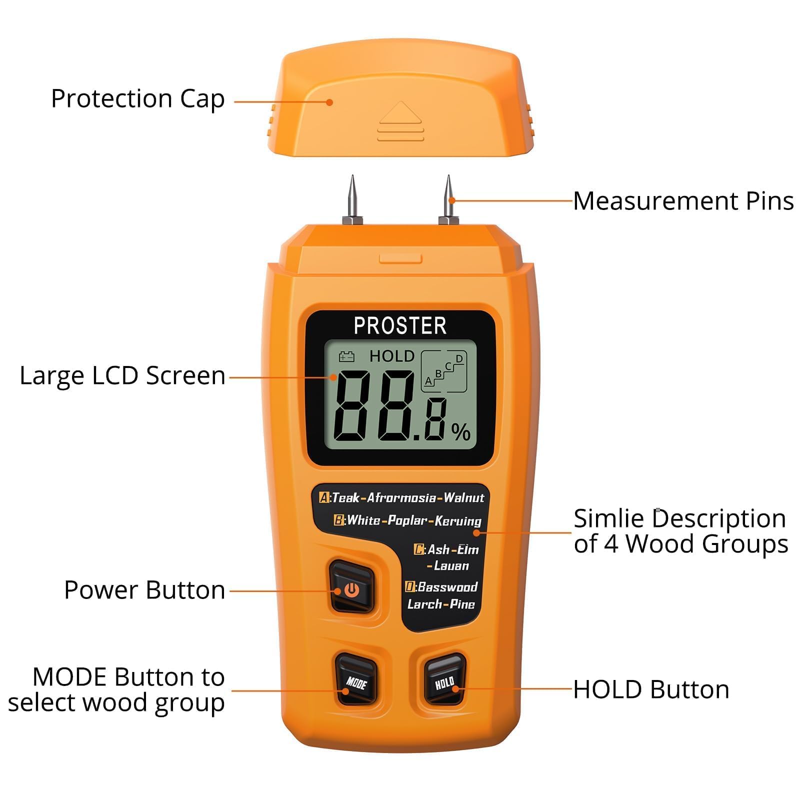 Foto 3 pulgar | Medidor De Humedad Proster Wood Detector De Humedad Digital Tipo Pin - Venta Internacional.