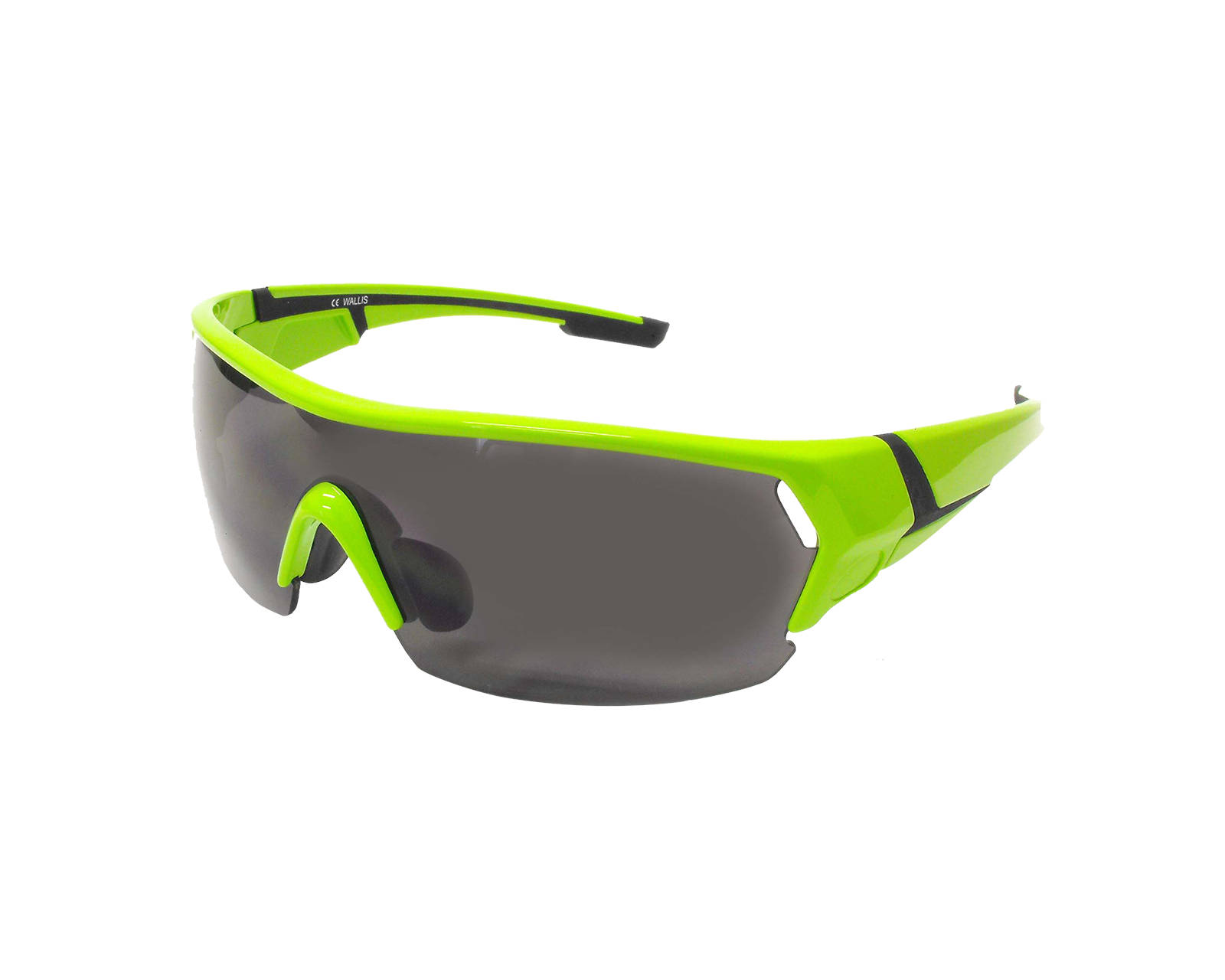 Lentes Deportivos Wallis S2004250 color Verde y Negro Mica Humo con Estuche y Paño Armazón