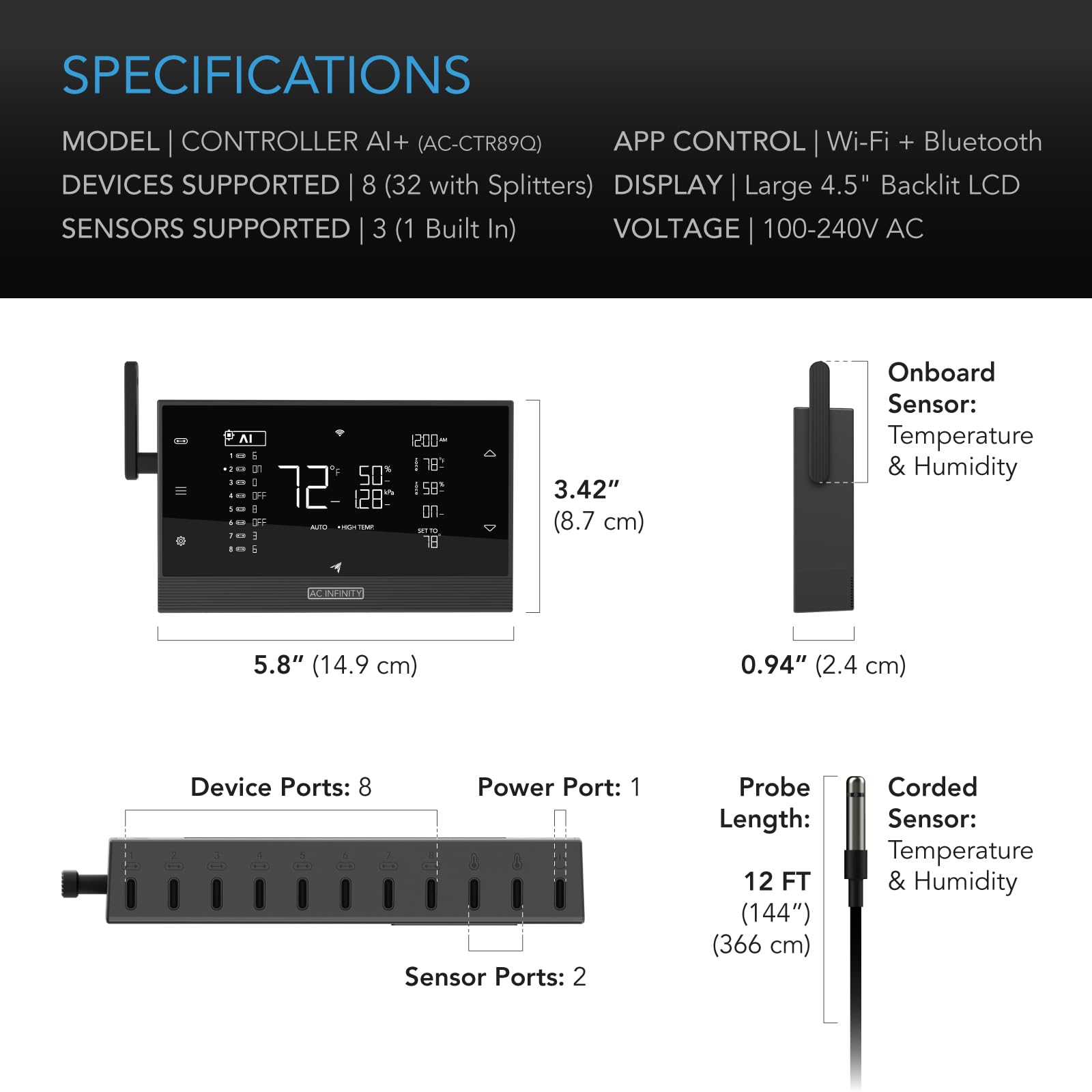 Foto 8 pulgar | Controlador Ambiental Ac Infinity Ai+ Con Aplicación Wifi - Venta Internacional.