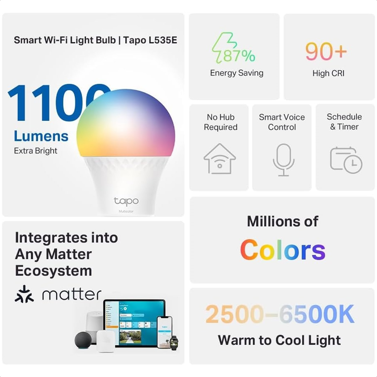 Foto 6 | Kit 2 Focos Inteligente TP-Link Tapo L535E Led RGB Multicolor Wifi App