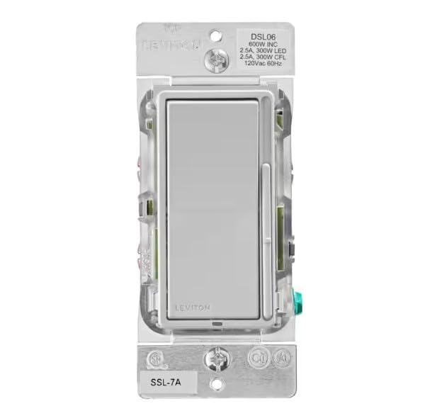 Foto 2 pulgar | Interruptor Regulador Leviton Dsl06 Decora Slide Para Bombillas Led De 300 W - Venta Internacional.