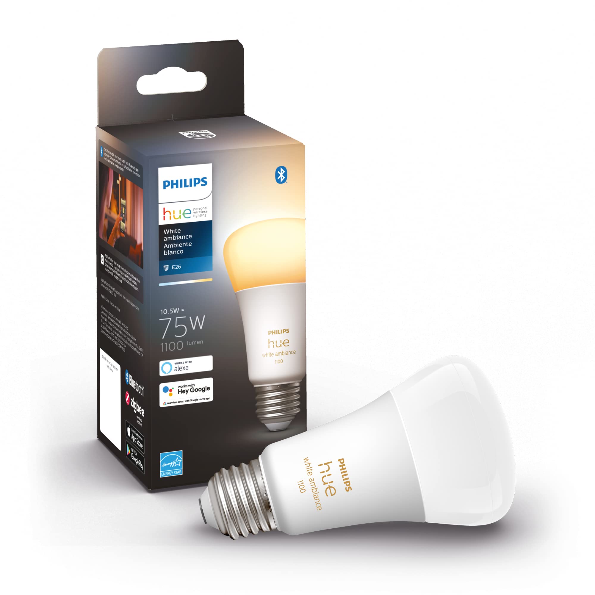 Bombilla Led Philips Hue Smart White Ambiance 75 W A19  Paquete De 1 Unidad - Venta Internacional.