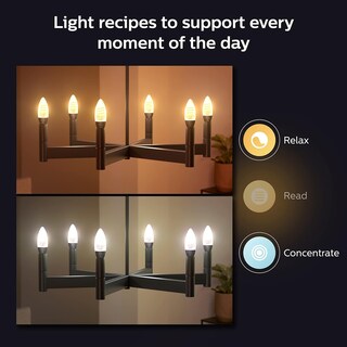 Foto 3 | Bombilla Led Philips Hue Smart De 40 W Con Filamento De Vela Paquete De 2 Unidades E12 - Venta Internacional.