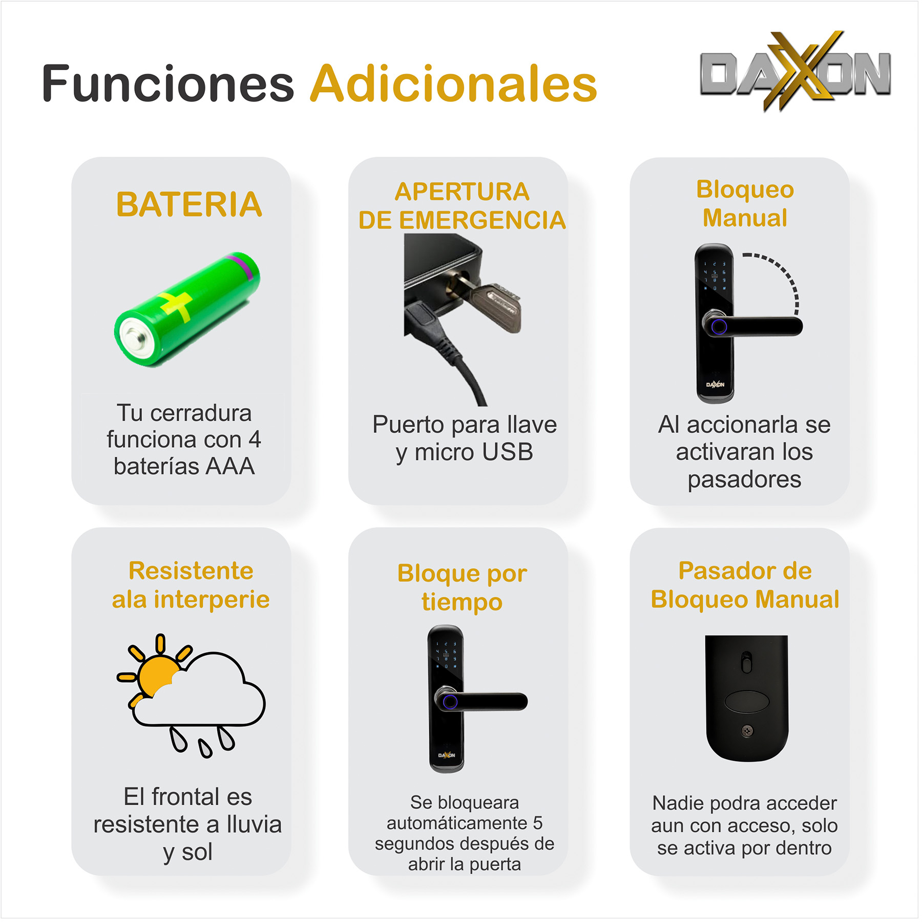 Foto 8 pulgar | Cerradura Electrónica  Inteligente Daxxon B110 color Negro