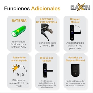Foto 7 | Cerradura Electrónica Inteligente Daxxon B110 color Negro