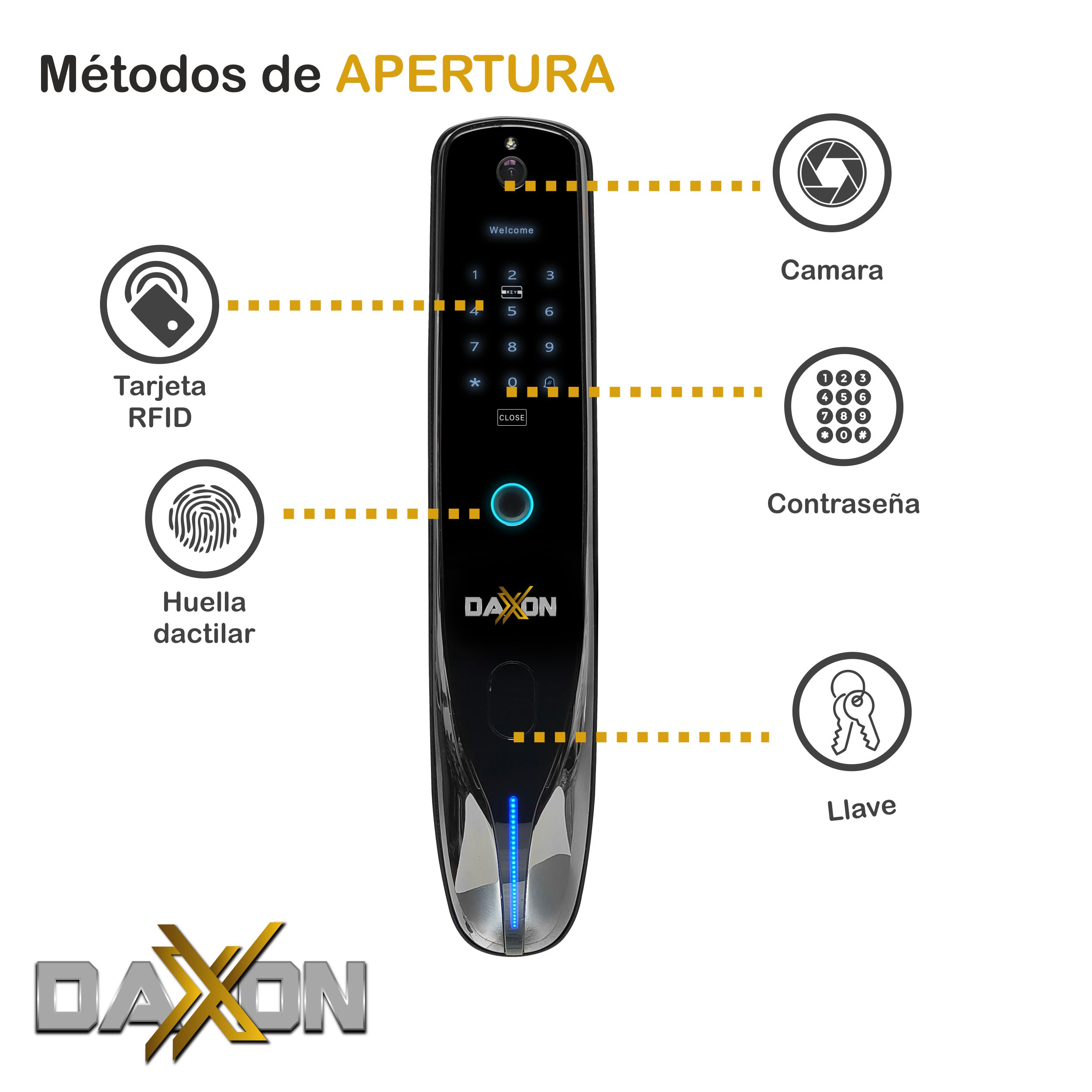 Foto 3 pulgar | Cerradura Inteligente Electrónica Daxxon DR-8 Plus Cam color Negro