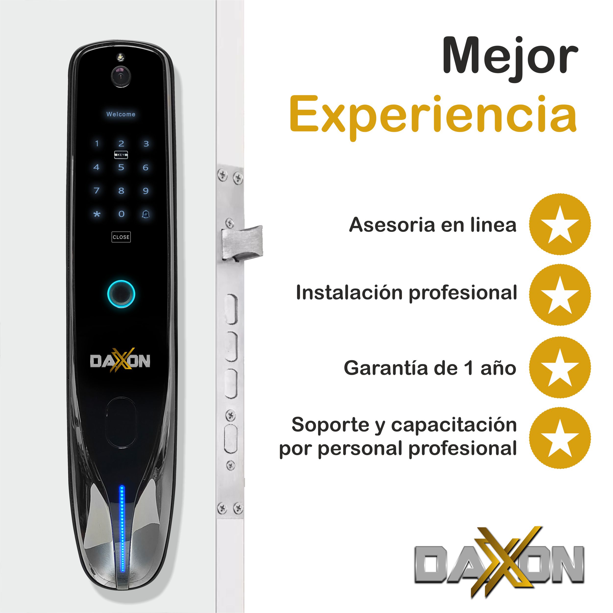 Foto 6 pulgar | Cerradura Inteligente Electrónica Daxxon DR-8 Plus Cam color Negro