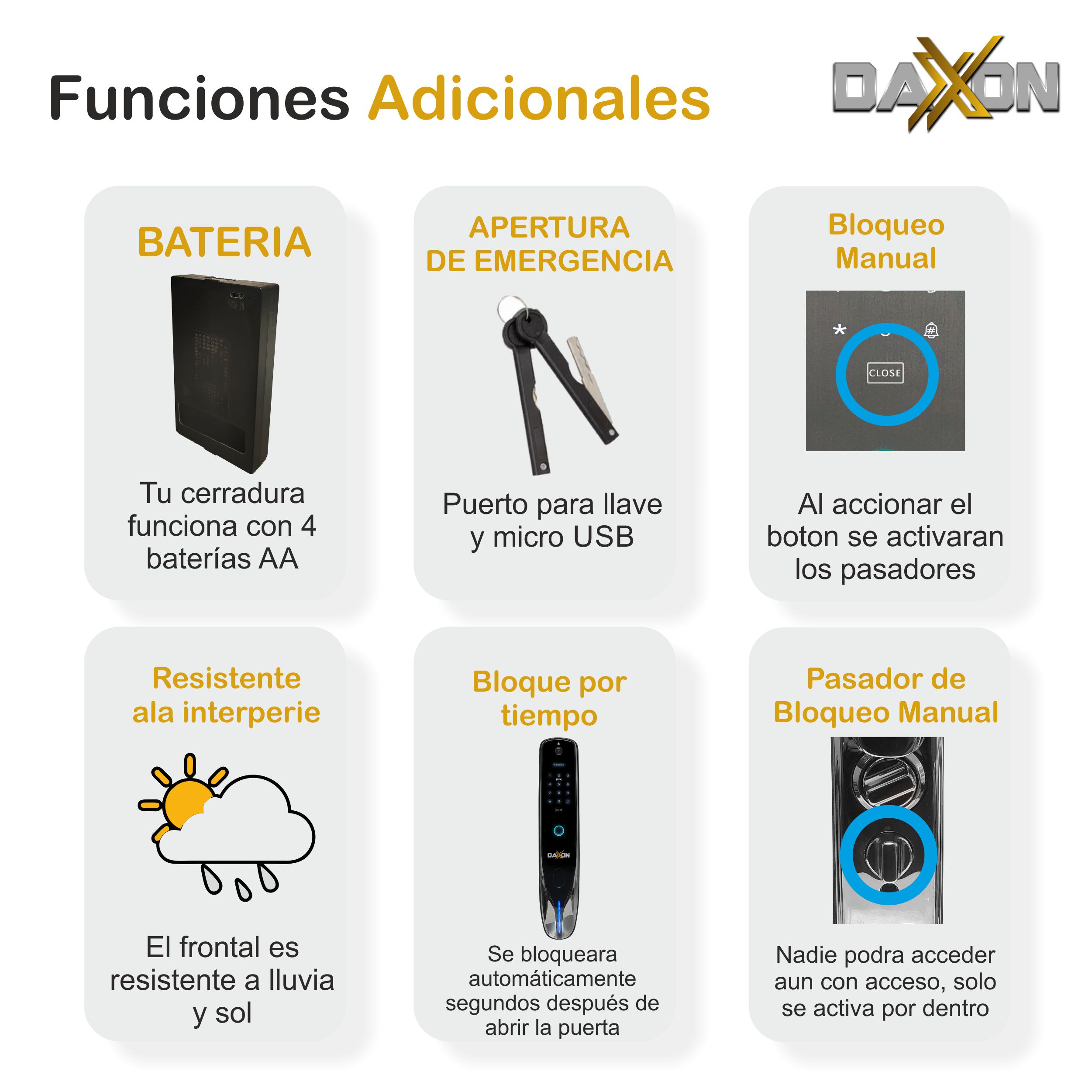 Foto 8 pulgar | Cerradura Inteligente Electrónica Daxxon DR-8 Plus Cam color Negro
