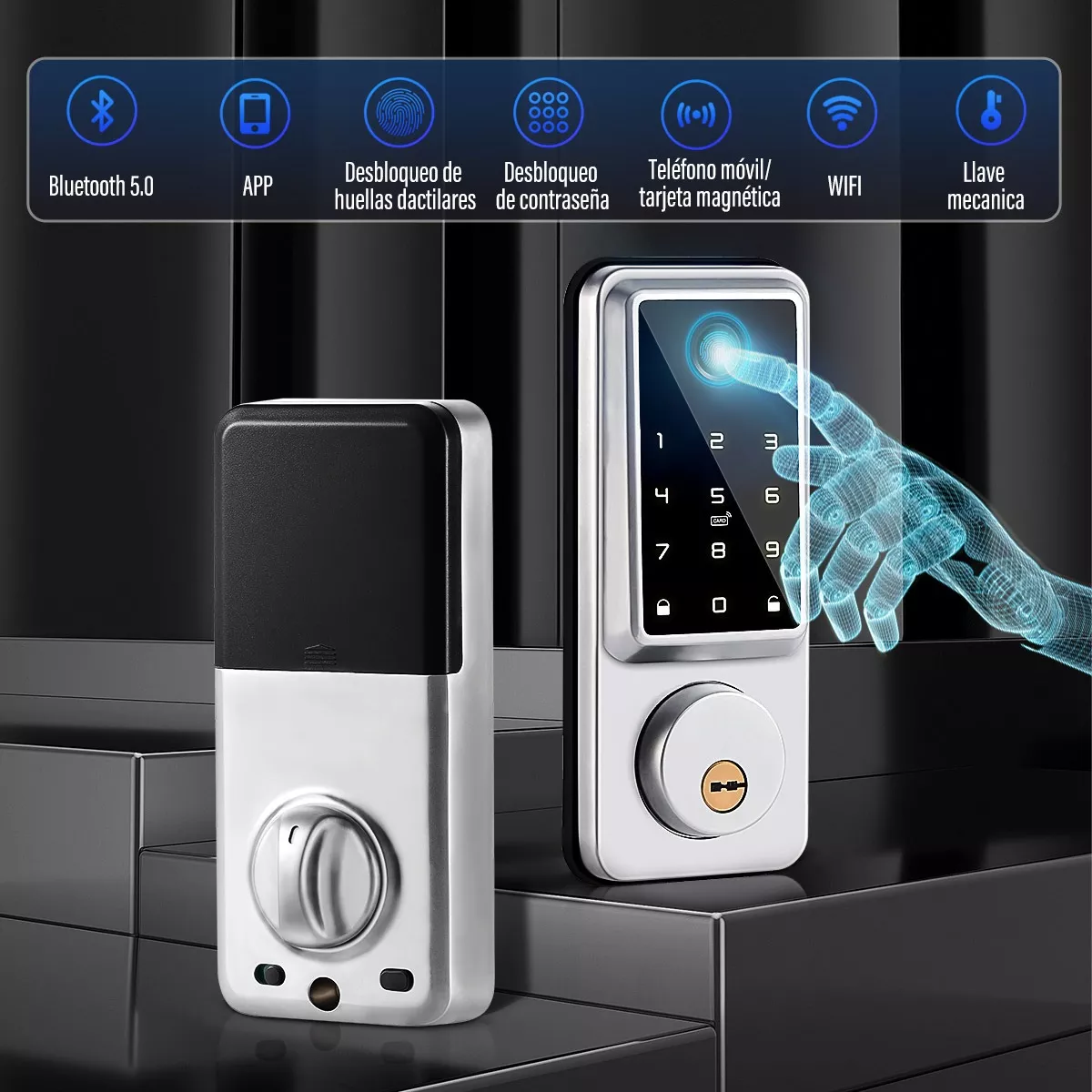 Foto 3 pulgar | Cerradura Inteligente Electrónica Digital con Wifi Tuya App Eo Safe Imports Esi-8320 color Plata