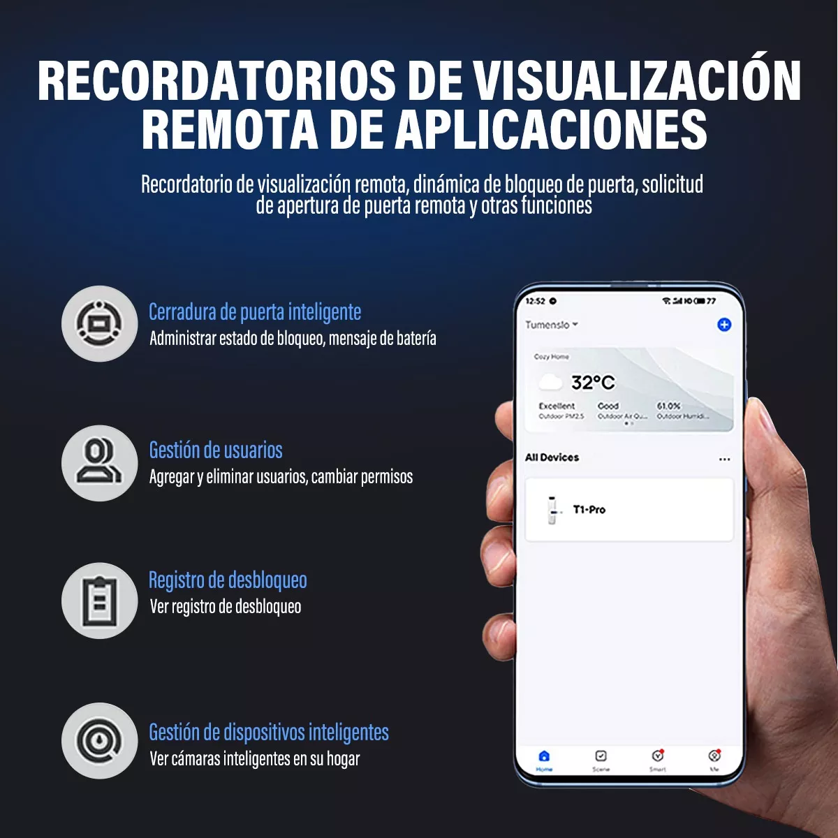 Foto 4 pulgar | Cerradura Inteligente Electrónica Digital con Wifi Tuya App Eo Safe Imports Esi-8320 color Plata
