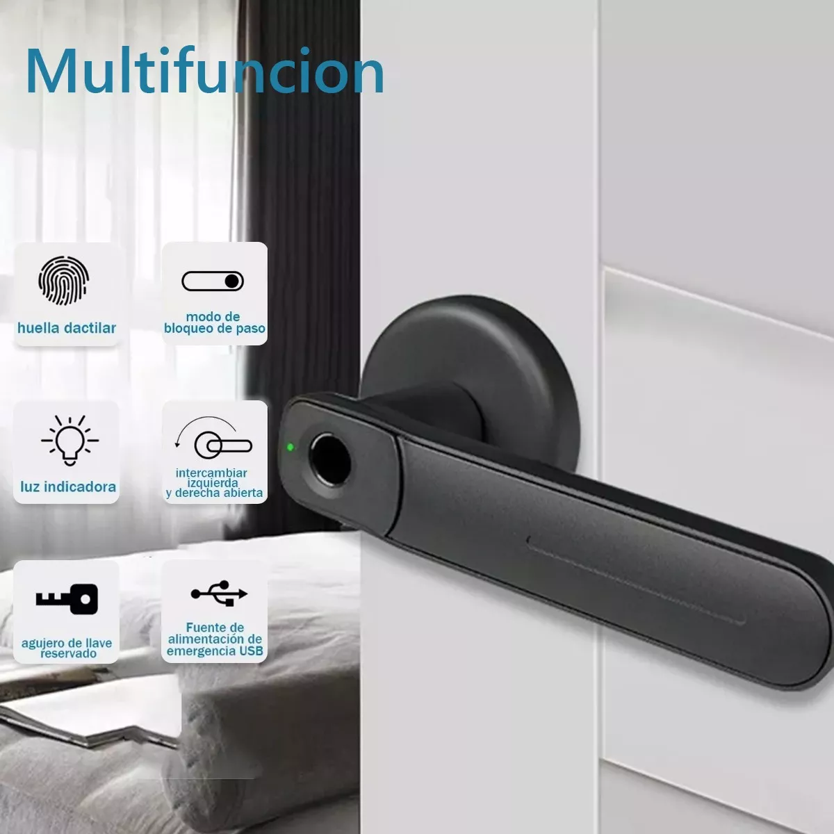 Foto 4 pulgar | Cerradura Electrónica Inteligentes de Huella con Manija Eo Safe Imports Esi-8943 Negro