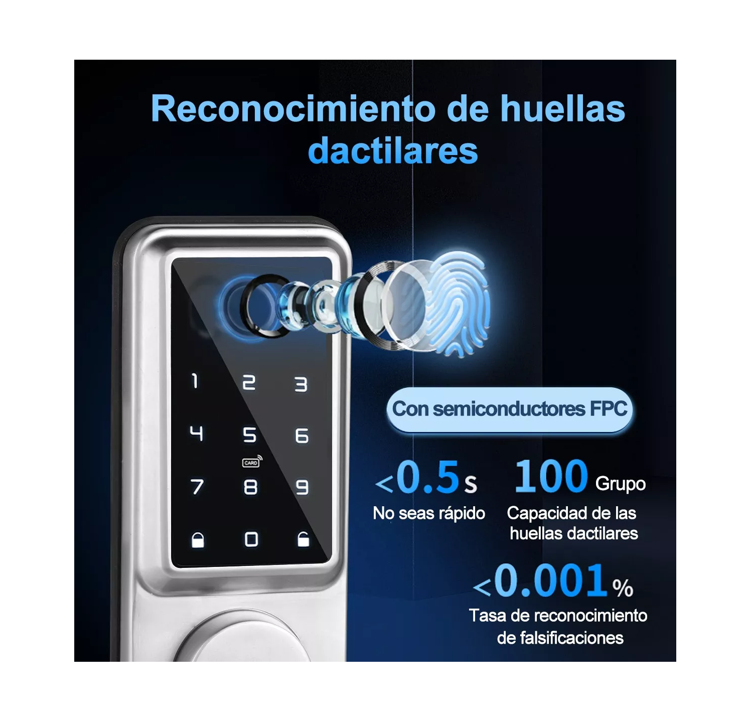 Foto 4 pulgar | Cerradura Inteligente Electrónica con Lector de Huella Dactilar Negro