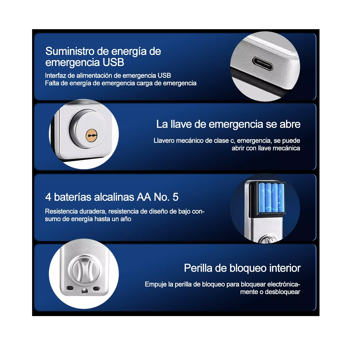 Foto 5 pulgar | Cerradura Inteligente Electrónica con Lector de Huella Dactilar Negro