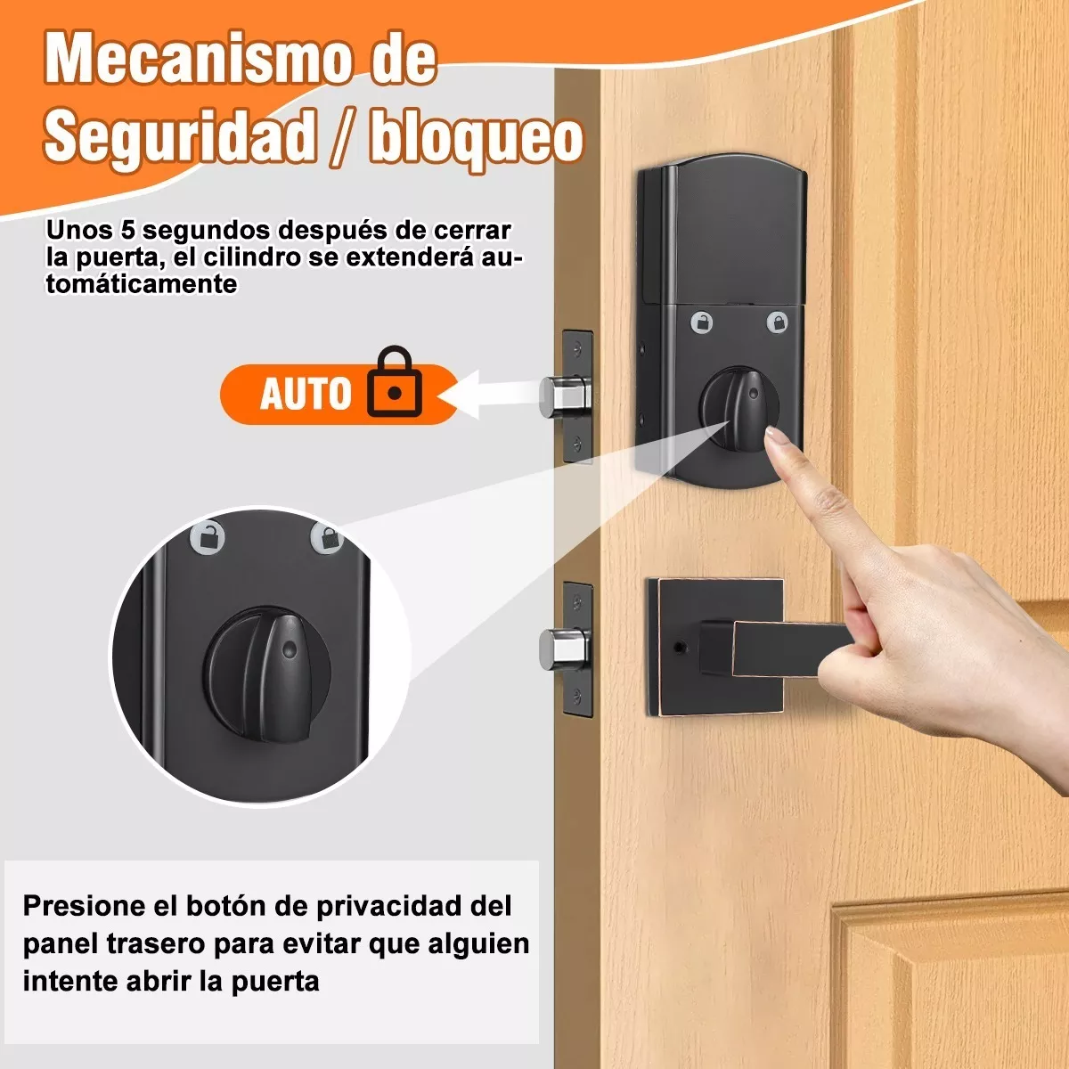 Foto 4 pulgar | Cerradura Inteligente de Seguridad de Entrada con Manija Eo Safe Imports Esi-9815 Negro