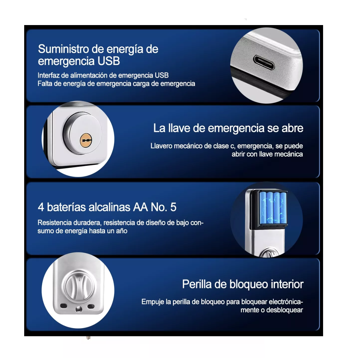 Foto 4 pulgar | Cerradura Inteligente Electrónica C/lector D/huella Dactilar Gris