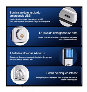 Foto 3 | Cerradura Inteligente Electrónica C/lector D/huella Dactilar Gris