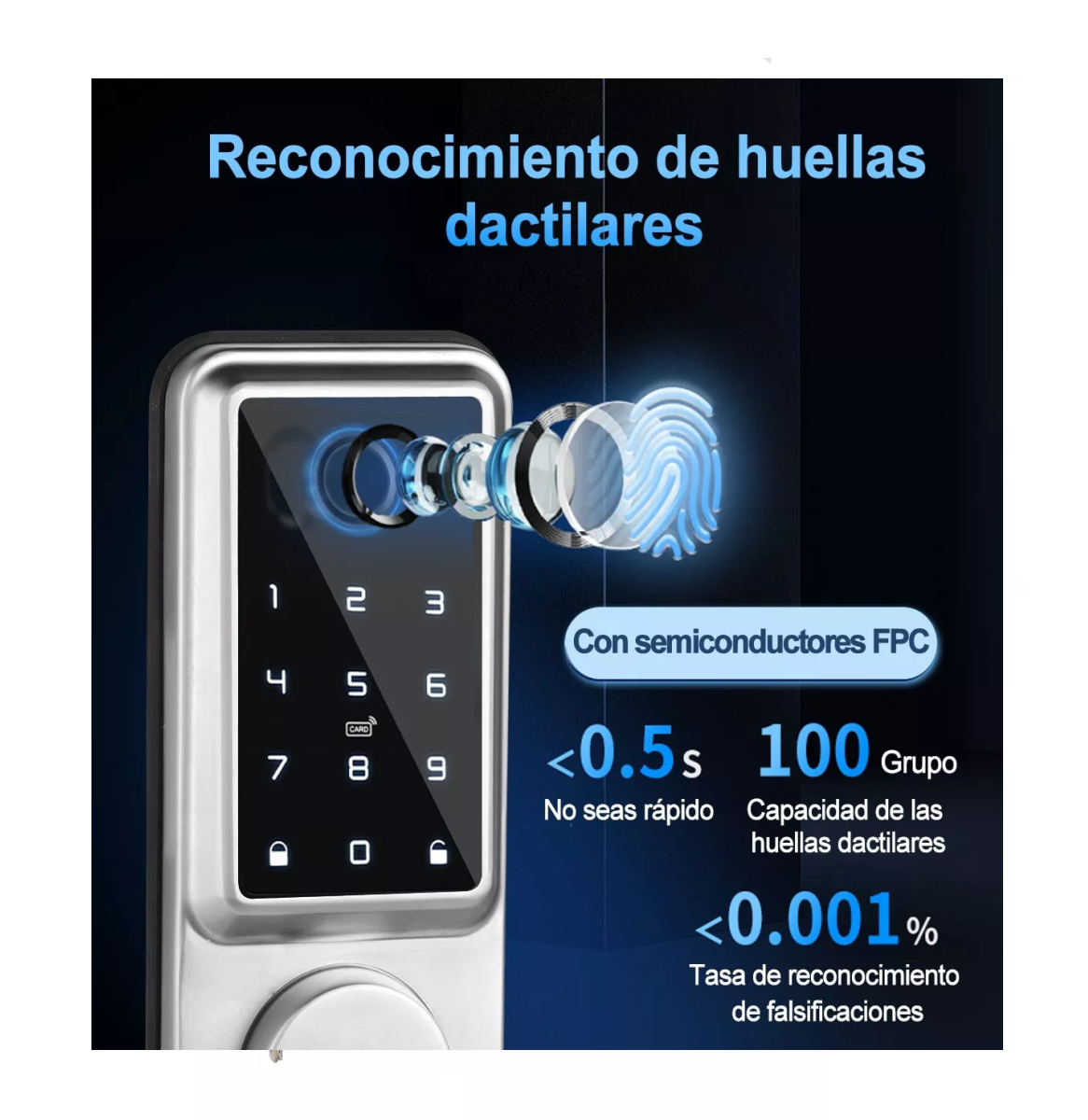 Foto 3 pulgar | Cerradura Inteligente Electrónica C/lector D/huella Dactilar Gris