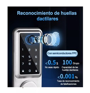 Foto 2 | Cerradura Inteligente Electrónica C/lector D/huella Dactilar Gris
