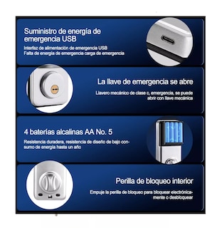 Foto 3 | Cerradura Inteligente Electrónica C/lector D/huella Dactilar Gris