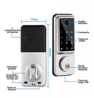 Foto 4 | Cerradura Inteligente Electrónica C/lector D/huella Dactilar Gris