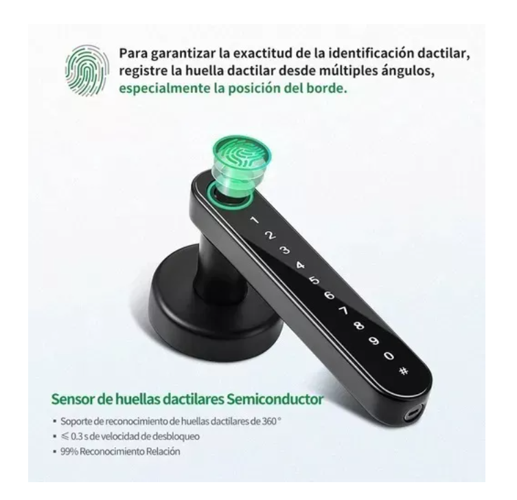 Foto 5 pulgar | Puerta Manija Inteligente Cerradura Biométrica Huella Dactil T