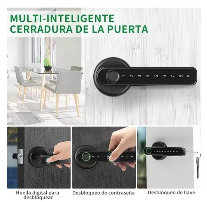 Foto 8 pulgar | Puerta Manija Inteligente Cerradura Biométrica Huella Dactil T