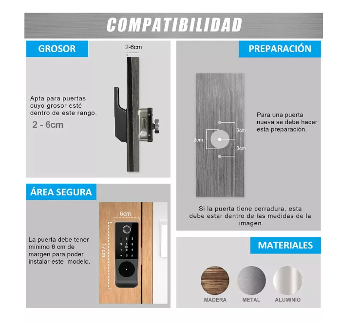 Foto 6 pulgar | Chapa Cerradura Inteligente Electrónica Exterior Impermeable T