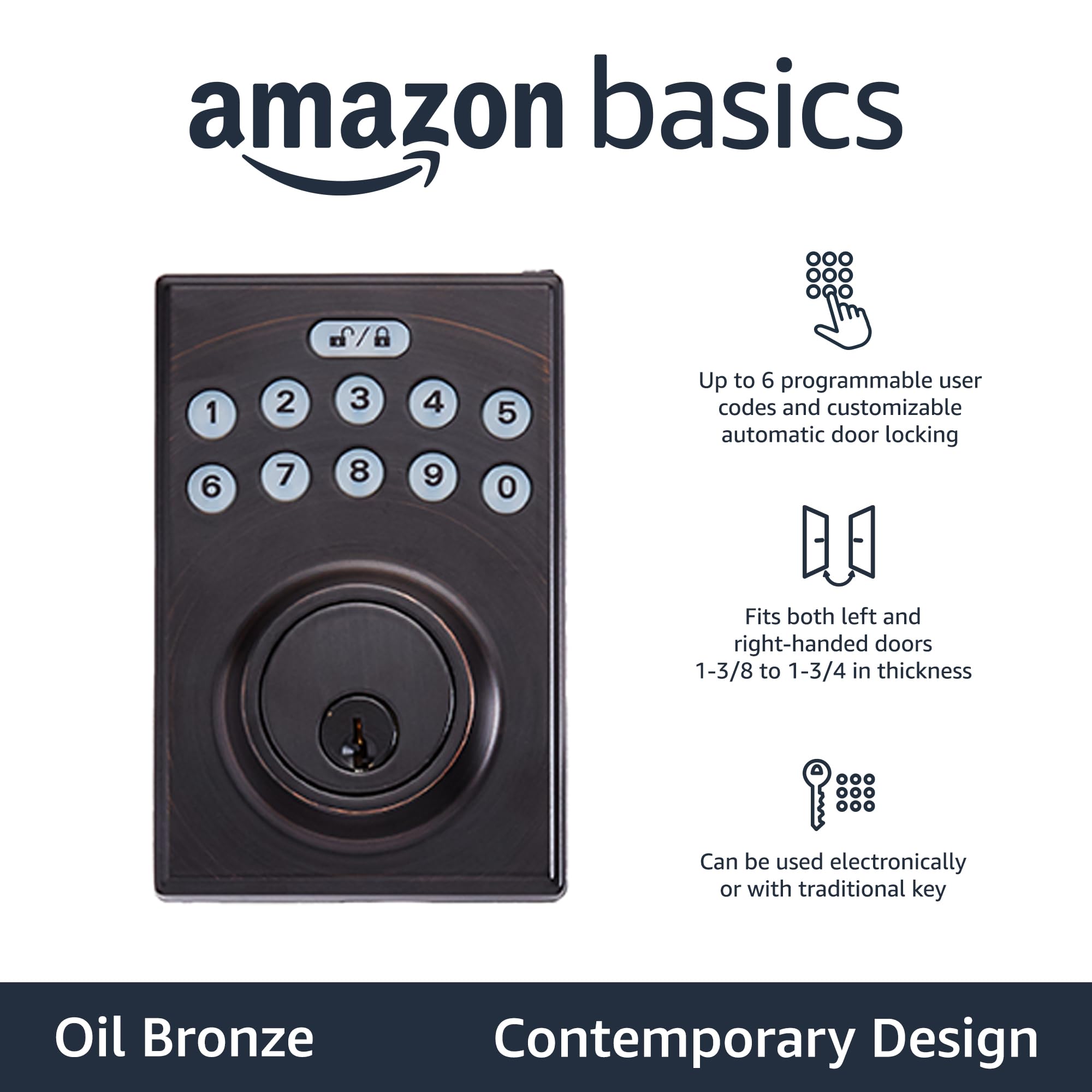 Foto 3 pulgar | Cerradura con Botones Amazon Basics para Puerta-Venta Internacional