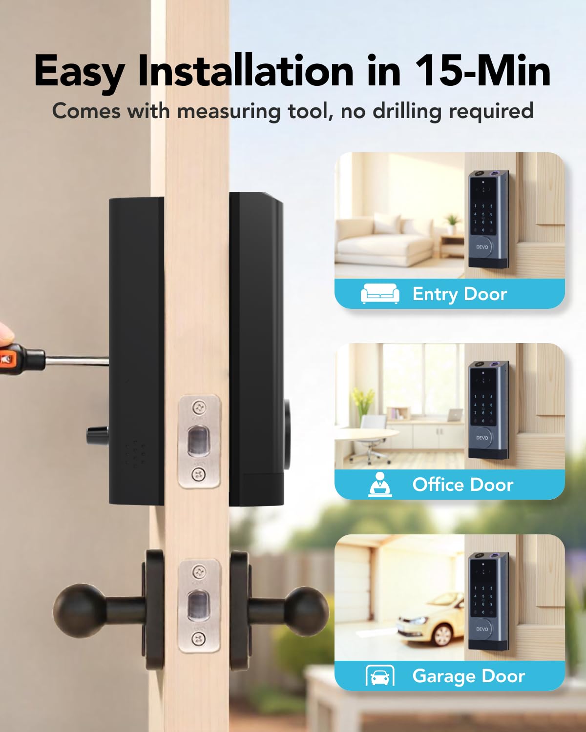 Foto 7 | Vídeo Smart Lock Devo G1 Con Cámara Y Timbre, Huella Digital - Venta Internacional.