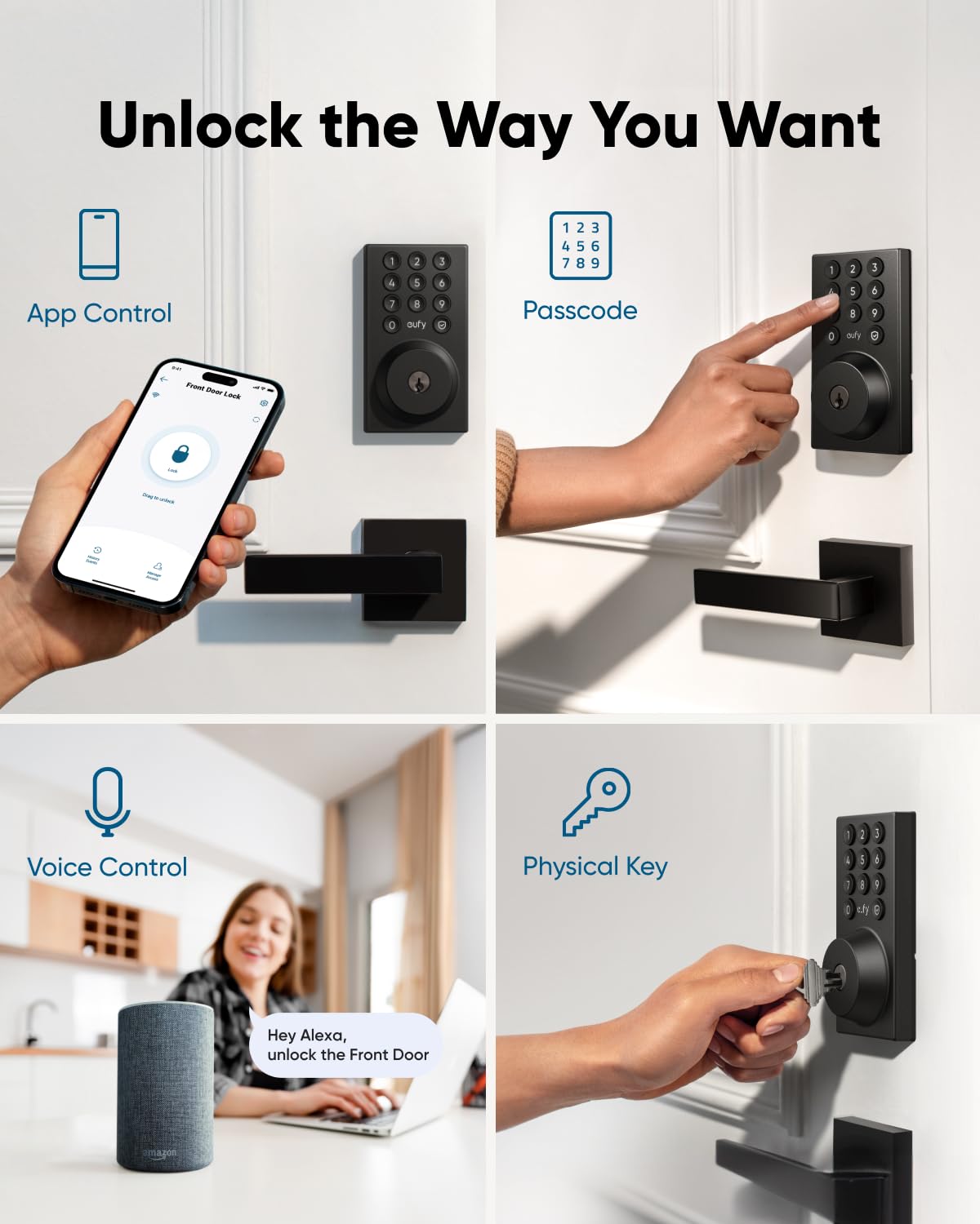 Foto 3 | Cerrojo Wifi Smart Lock Eufy Security C30 Con Entrada Sin Llave - Venta Internacional.