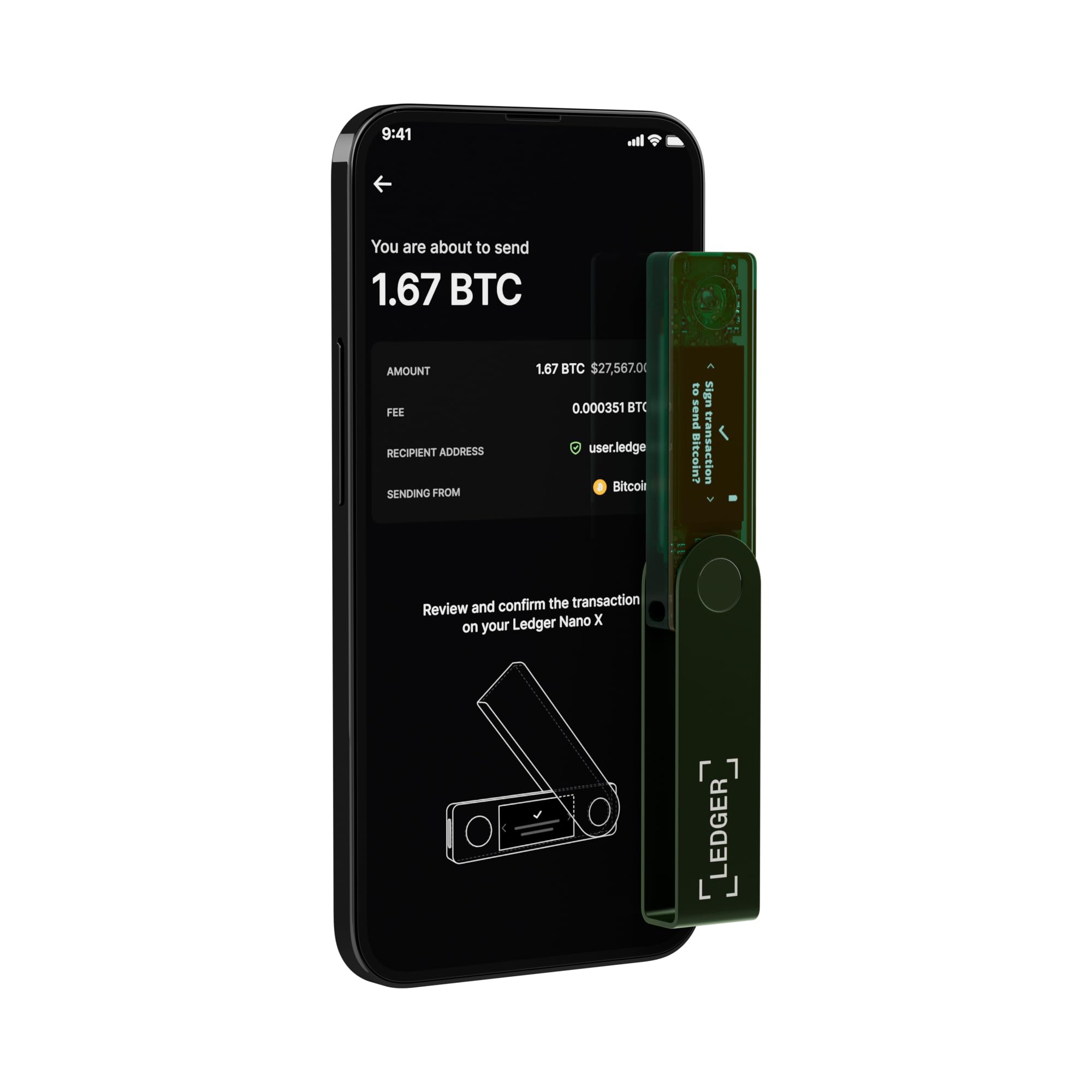 Foto 5 pulgar | Cartera de Hardware Ledger Nano X con Bluetooth Verde - Venta Internacional