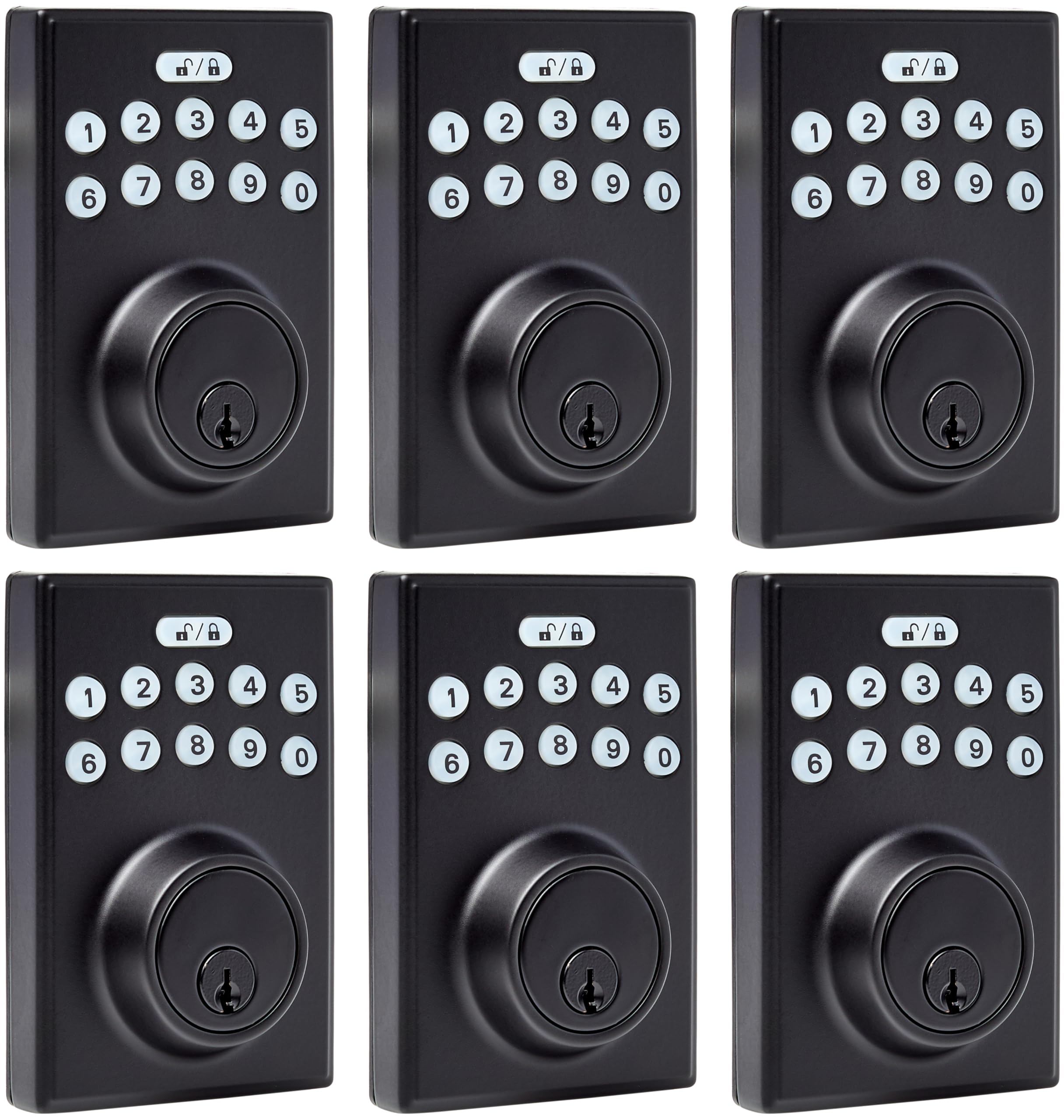 Foto 2 pulgar | Cerradura De Puerta Amazon Basics Con Teclado Electrónico Deadbolt, Paquete De 6 - Venta Internacional.
