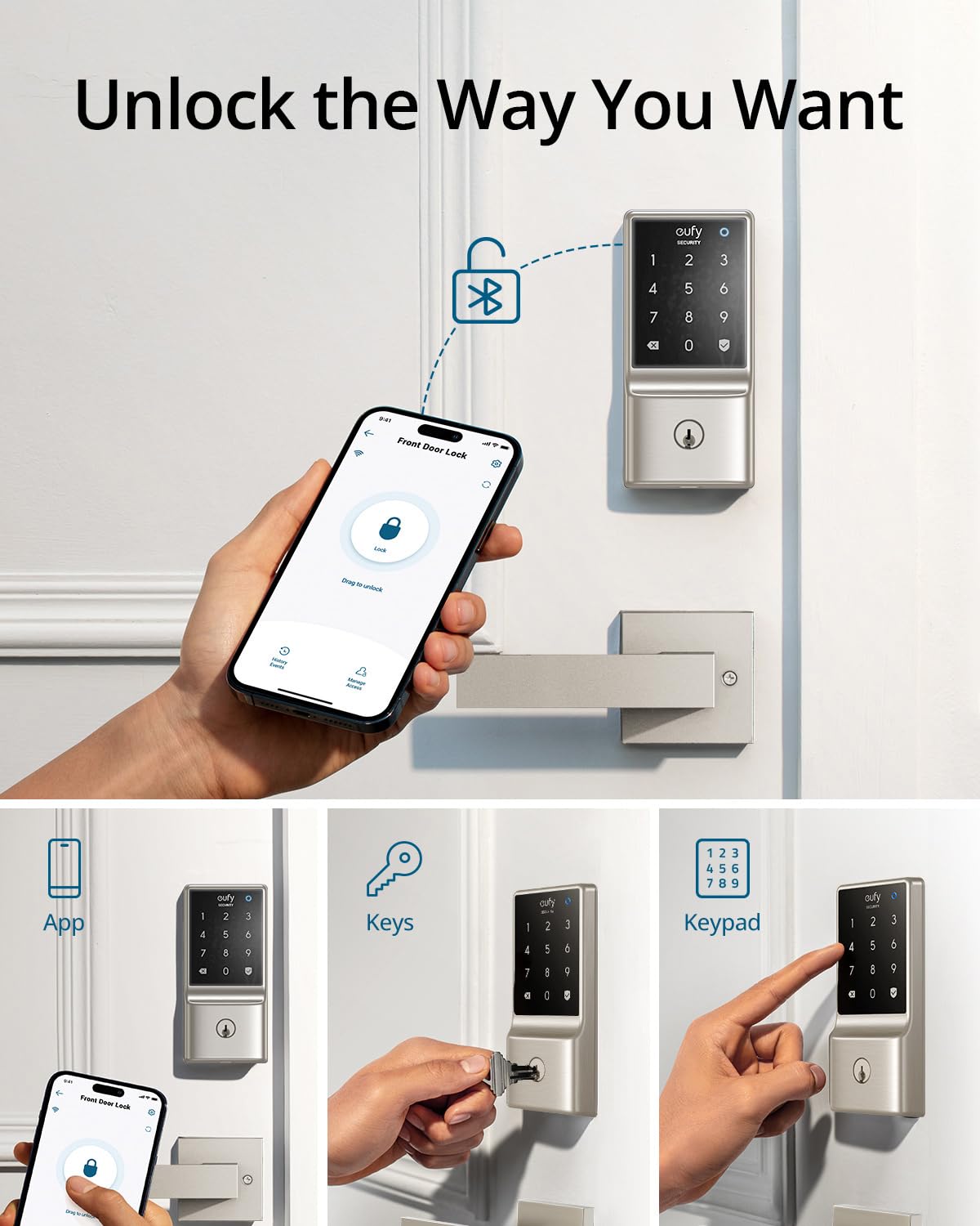 Foto 3 pulgar | Smart Lock Eufy Security C210, Cerradura De Puerta De Entrada Sin Llave - Venta Internacional.