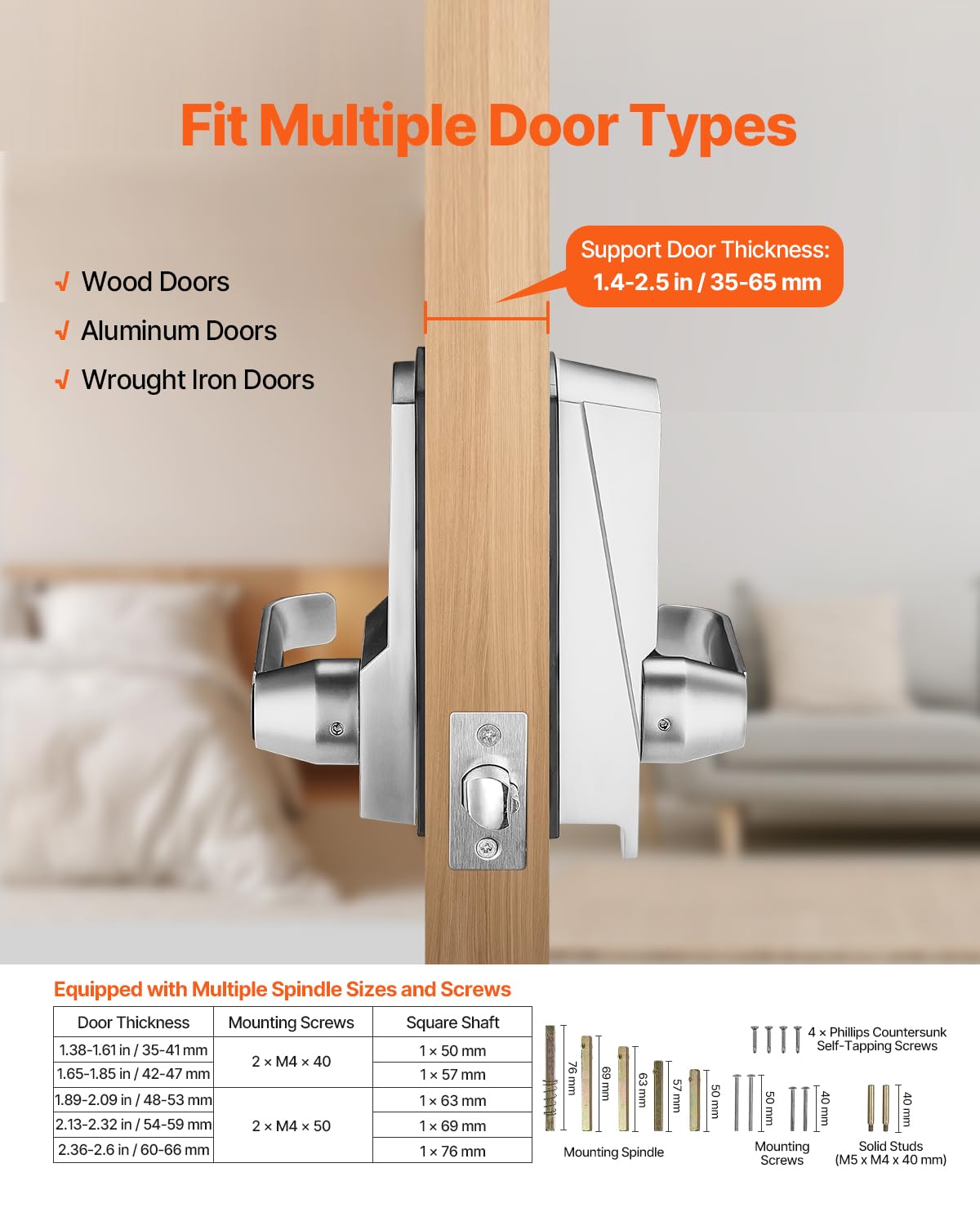 Foto 4 pulgar | Cerradura Mecánica Para Puerta De Entrada Sin Llave Vevor De 14 Llaves Con Manija - Venta Internacional.