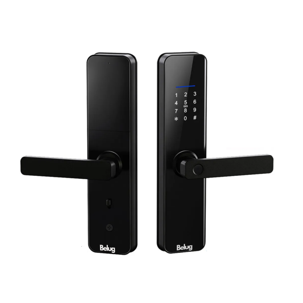 Cerradura Electrónica Inteligente Alta Seguridad Digital App 5 Maneras Con Alarma Belug,  Negro