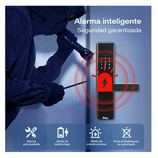 Foto 5 | Cerradura Electrónica Inteligente Alta Seguridad Digital App 5 Maneras Con Alarma Belug, Negro